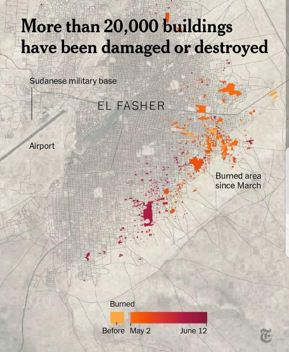 Bâtiments détruits à Al Fasher. Source : New York Times. 
