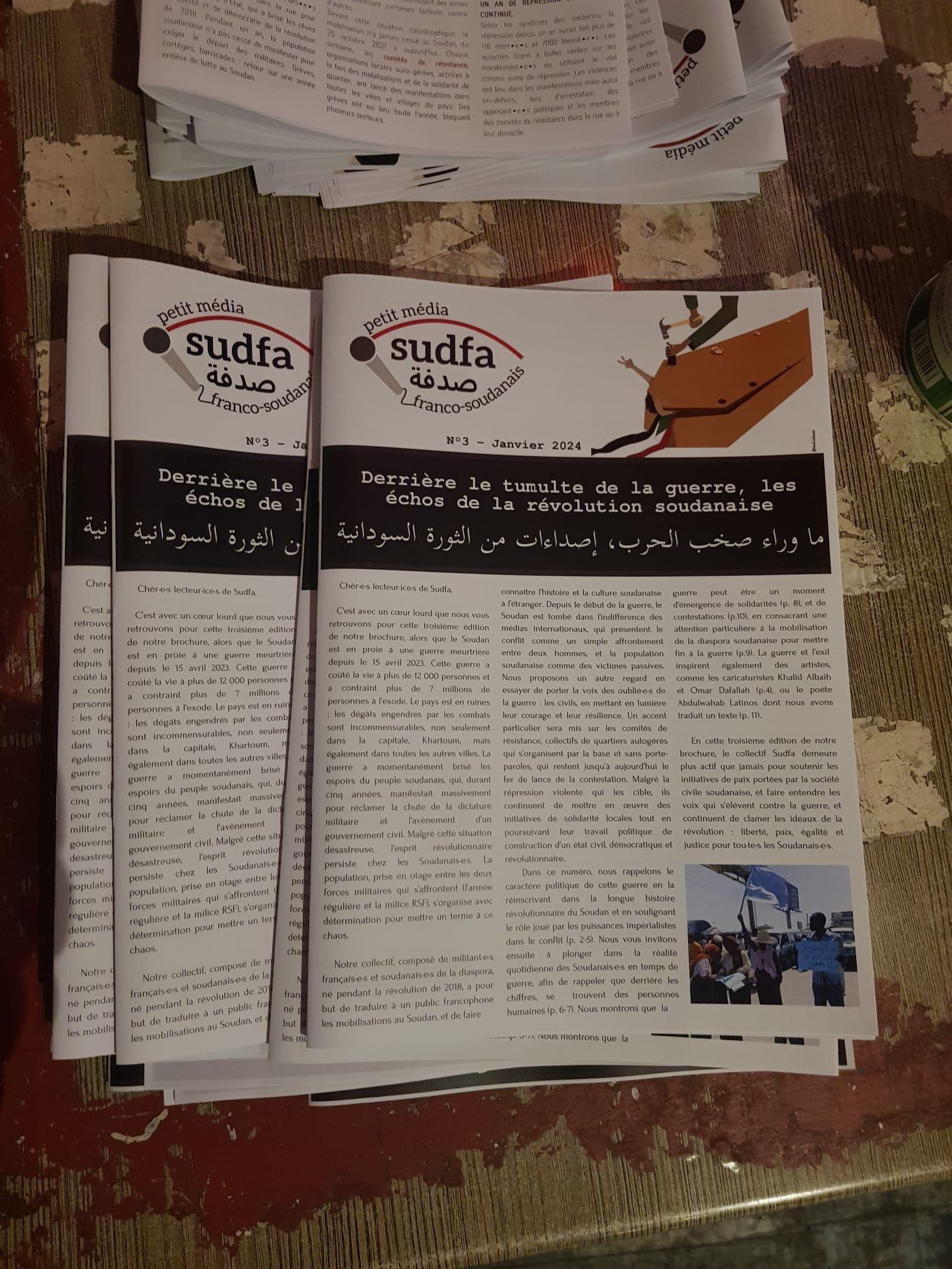 Distribution de la brochure de Sudfa lors d'un événément sur les comités de résistance à Marseille, 01/02/2024