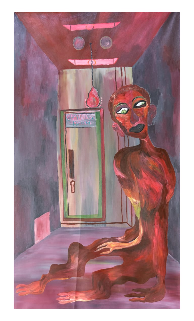 Vestiaires. Tableau d'Esra Rahama.