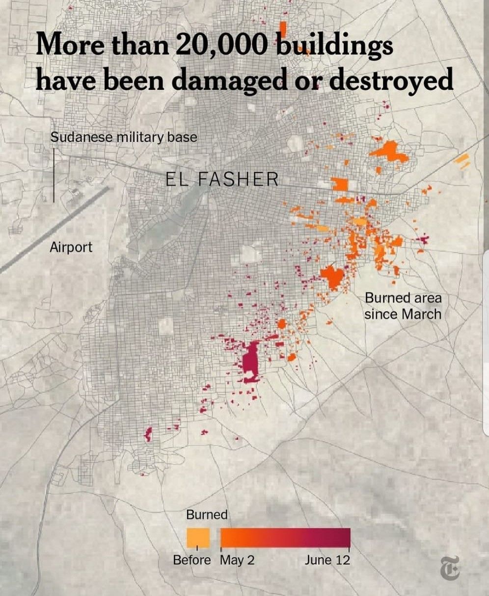Bâtiments détruits à Al Fasher. Source : New York Times. 